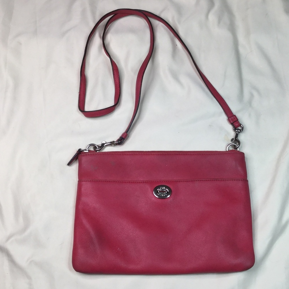 Coach Pink Leather Legacy Turn Lock Crossbody